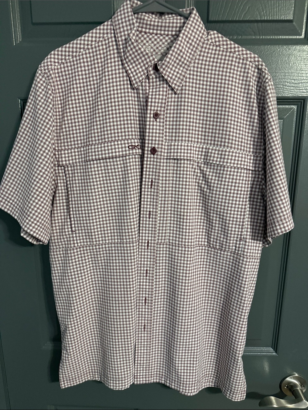 Game Guard Men's Short-Sleeve Button-Down Shirt - Maroon/White Gingham